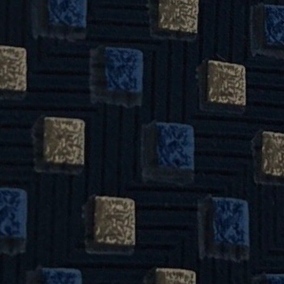 Ermenegildo Zegna Tie Mens Blue Tan Square Geometric Silk Luxury Business - Picture 9 of 11